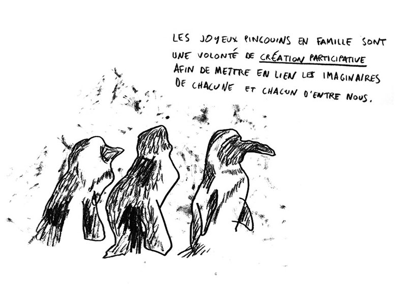 Des pingouins sur la banquise se questionnant sur le sens de la vie - un dessin
